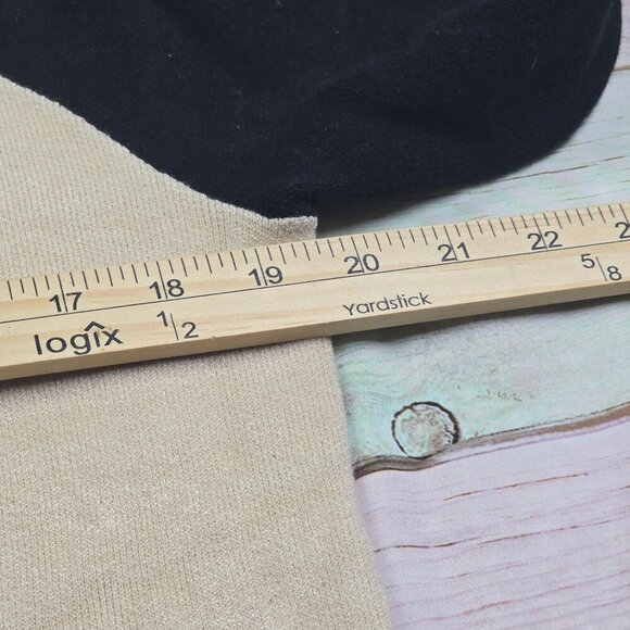 Monrow Womens Raglan Long Sleeve Sweater Cream & Navy Colorblock Small - Picture 7 of 8